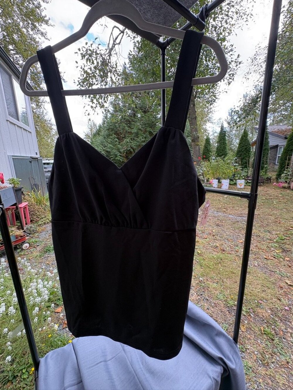 Belle Poque, Black, Surplice V-Neck, Empire Waist, Sleeveless Top – 2XL